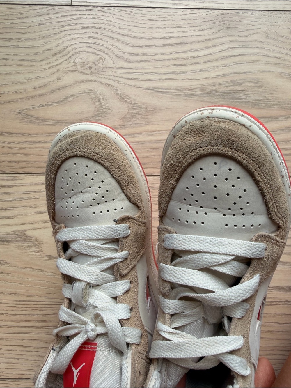 Nike Air Jordan Kids Suede Mid-Top Sneakers in Beige and Pink Jelly - Picture 6 of 8